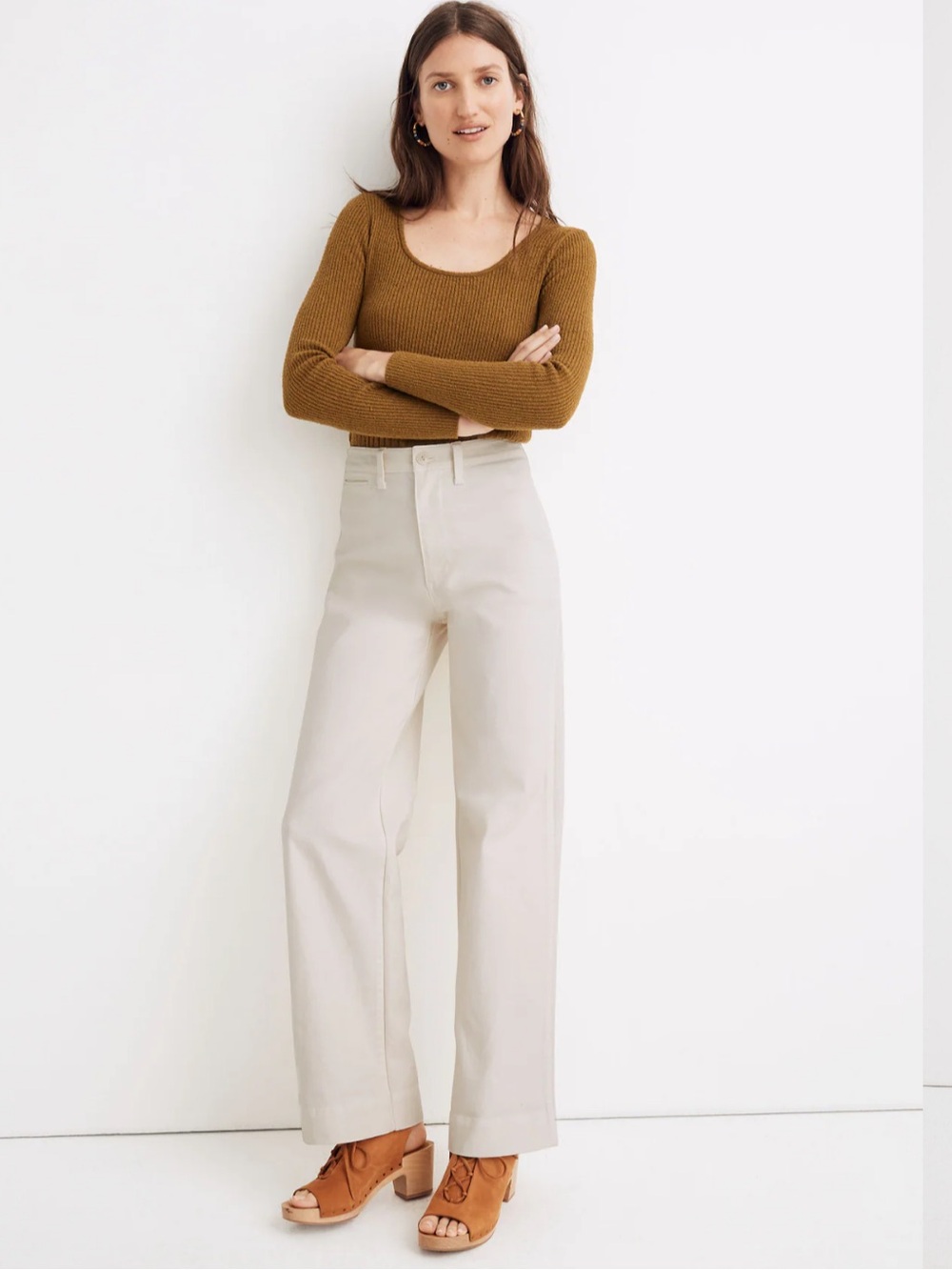 Madewell Slim Emmet Wide Leg Pant - Cream